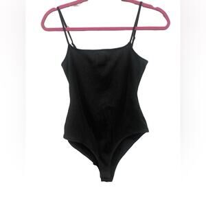 Sezane Black Ribbed‎ Tank Bodysuit NWT Snap Closure- Medium